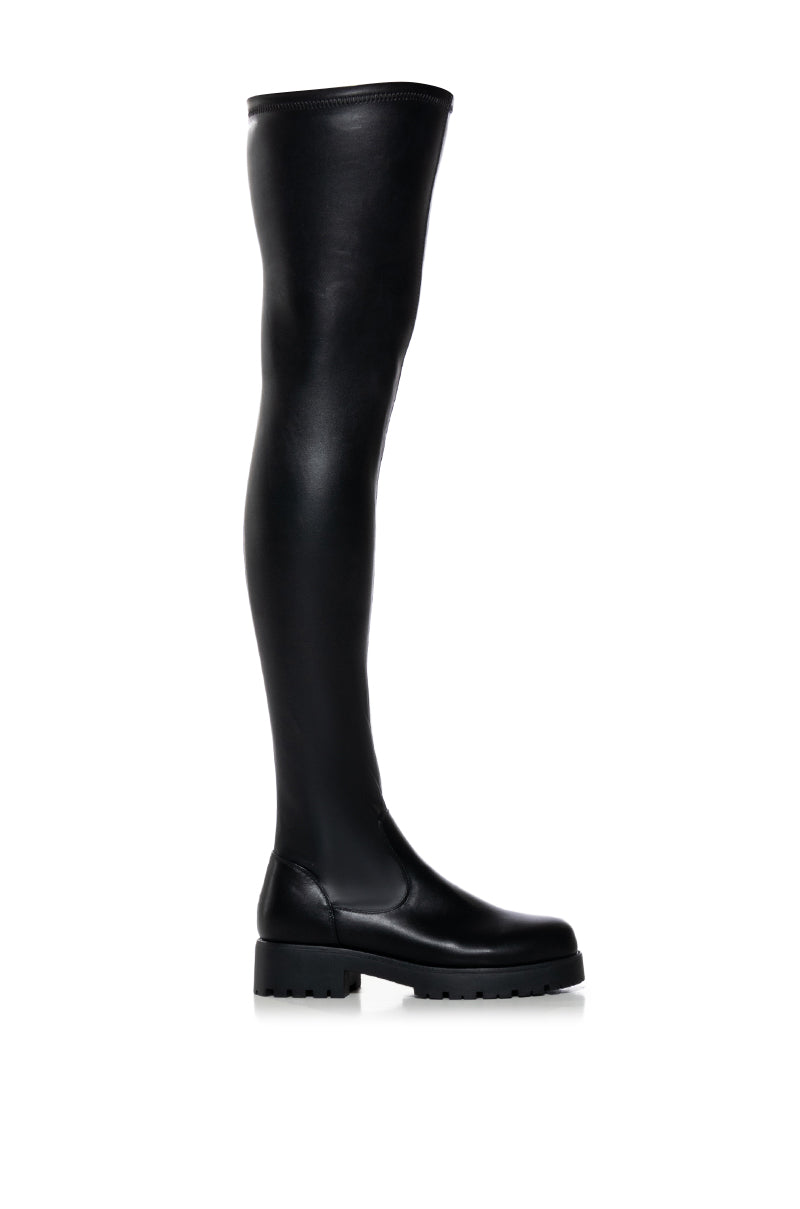AZALEA WANG TRIM SUREVA STRETCH BOOT IN BLACK