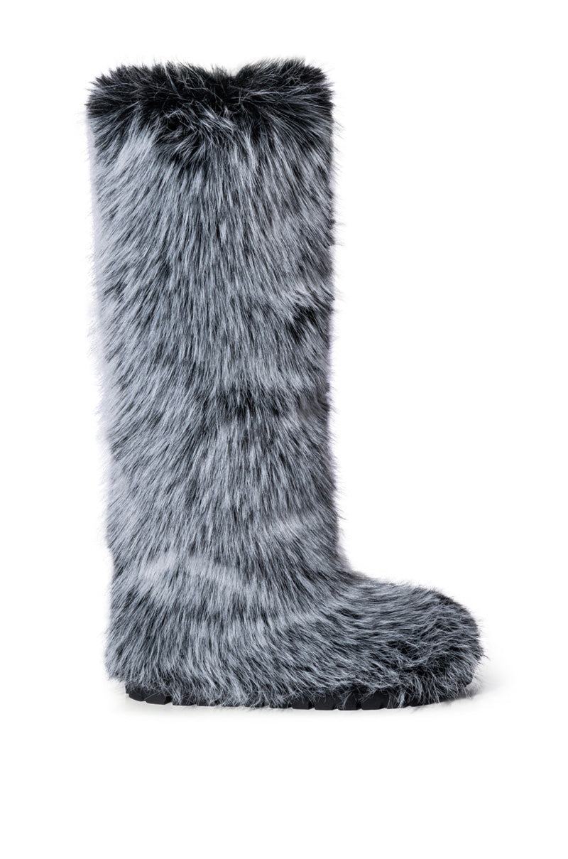 AZALEA WANG TUNDRA FURRY OVER THE KNEE BOOTS IN GRAY
