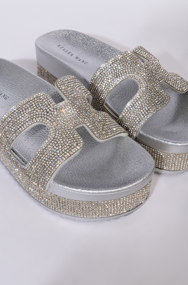 AZALEA WANG TURN IT UP FLATFORM SANDAL IN SILVER