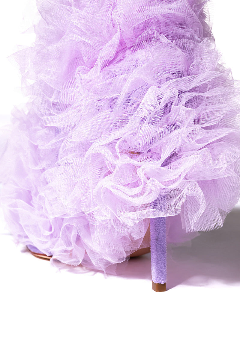 AZALEA WANG TUTU TULLE STILETTO BOOTIE IN PURPLE