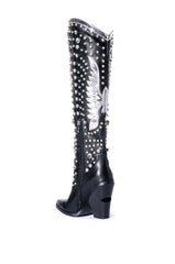 AZALEA WANG UPBEAT EMBELLISHED STILETTO BOOT IN BLACK