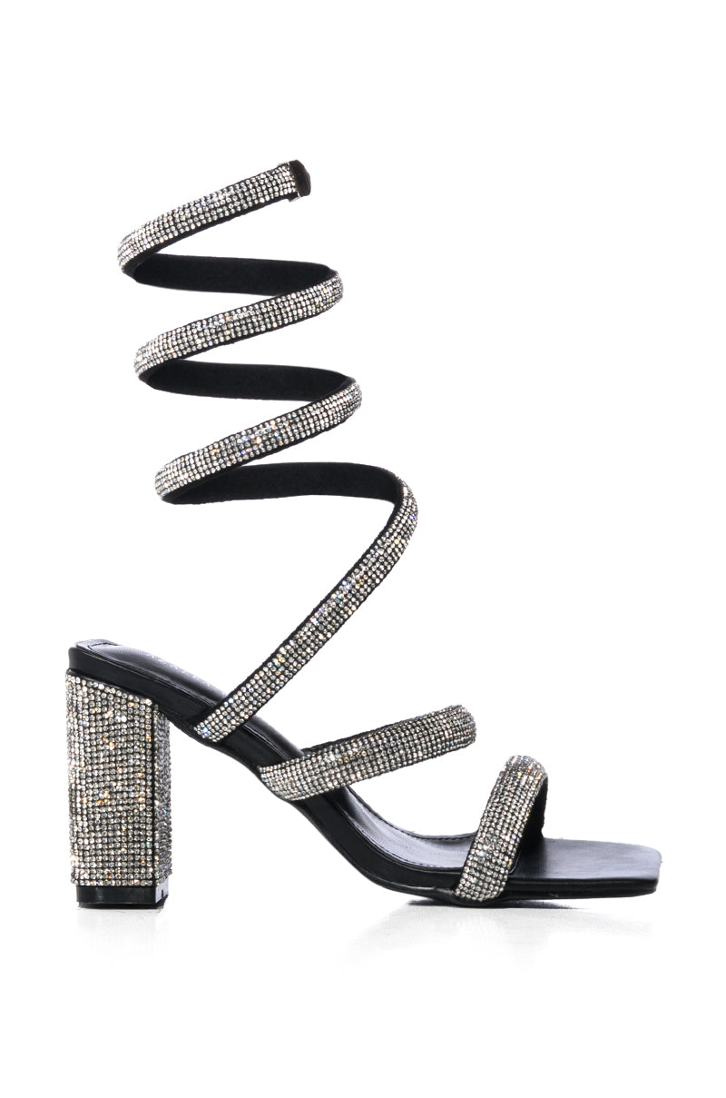 AZALEA WANG URSULA SILVER COIL WRAP CHUNKY HEEL SANDAL