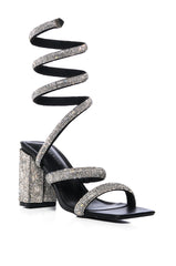 AZALEA WANG URSULA SILVER COIL WRAP CHUNKY HEEL SANDAL