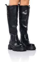 AZALEA WANG VALERIE SLIP ON PINK BOOT IN BLACK