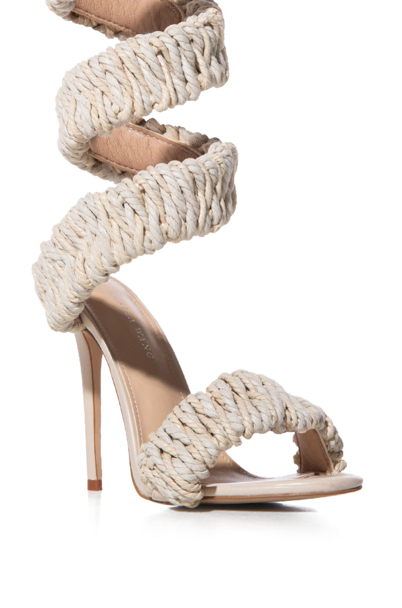 AZALEA WANG VINES ROPE DECOR WRAP UP SANDAL IN NUDE