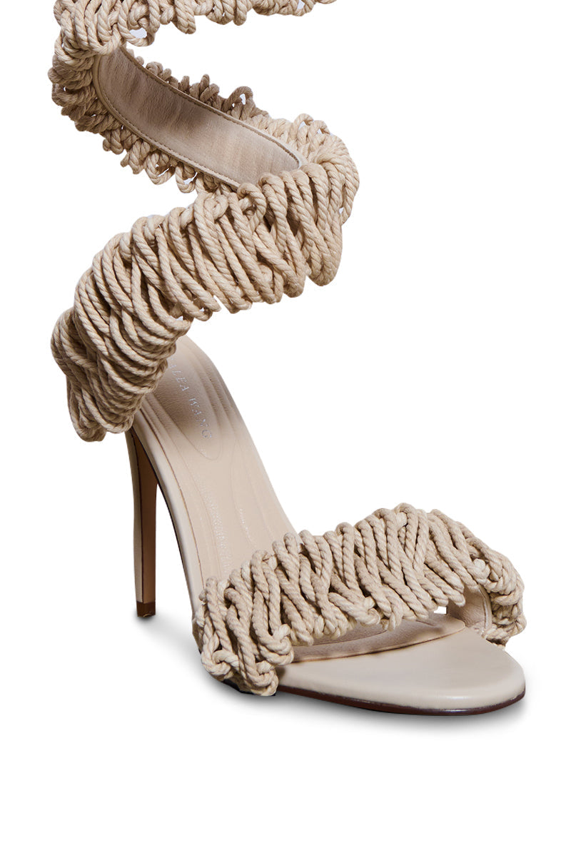 AZALEA WANG VINES ROPE DECOR WRAP UP SANDAL IN NUDE