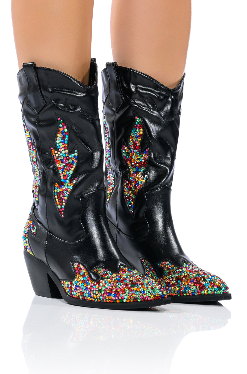 AZALEA WANG VINNY EMBELLISHED WESTERN BOOTIE