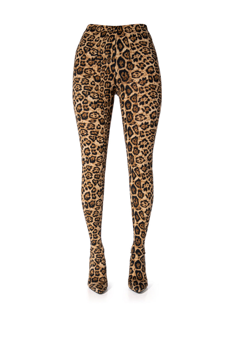 AZALEA WANG BAYBAY LEOPARD PRINT PANTS BOOT