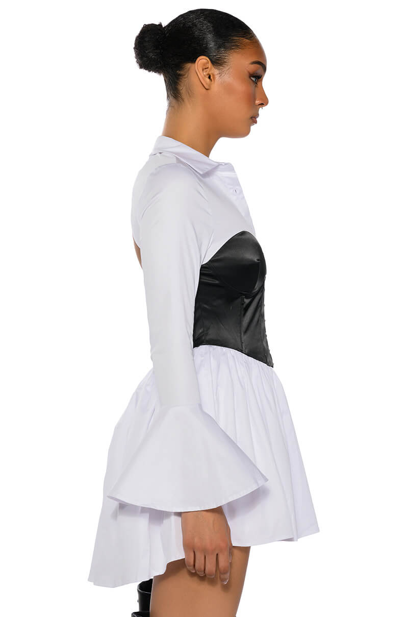 BACK TO BUSINESS CORSET MINI DRESS