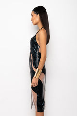 BAD LIL TING MIDI MESH DRESS
