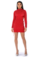 BEAUTIFUL SOUL BUBBLE STRETCH LONG SLEEVE MINI DRESS