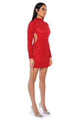 BEAUTIFUL SOUL BUBBLE STRETCH LONG SLEEVE MINI DRESS
