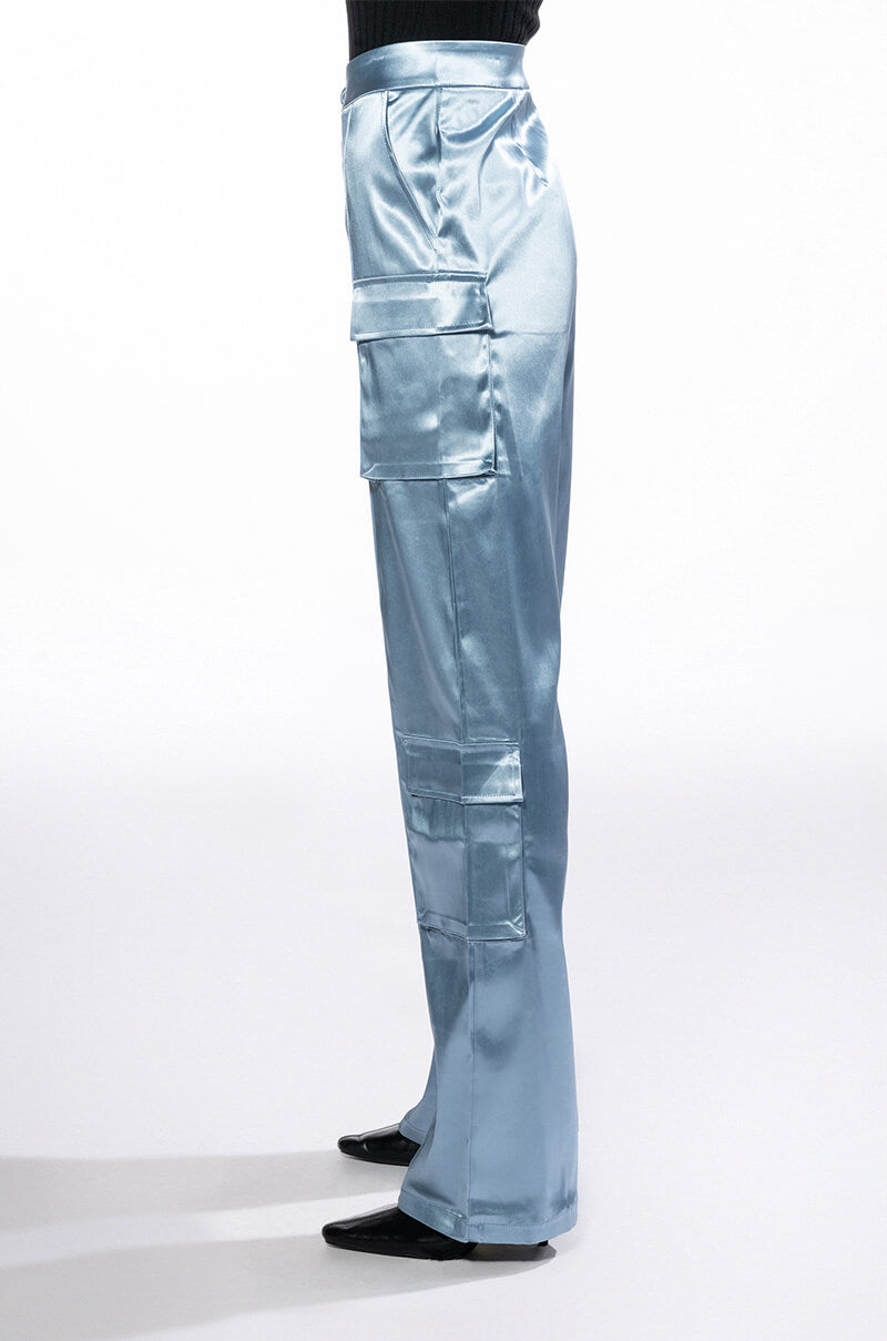 BEAUTY RAINS SATIN CARGO PANTS