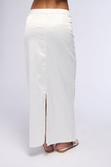 BELLISSIMA SATIN FINISH MAXI SKIRT IN WHITE