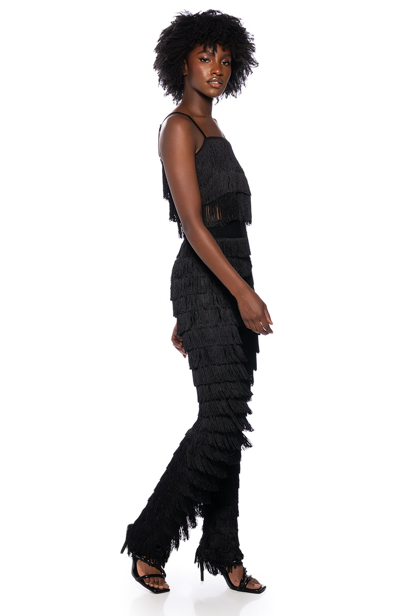 BEST EVER FRINGE TANK TOP IN BLACK