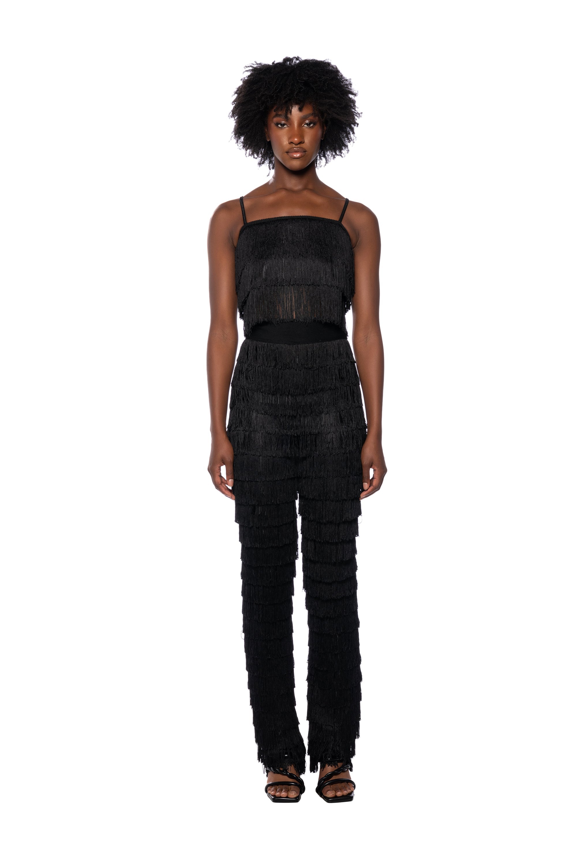 BEST EVER FRINGE TANK TOP IN BLACK