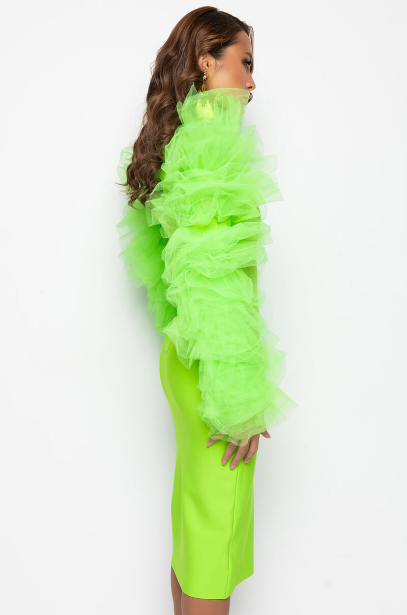 BEST IN SHOW TULLE AND BANDAGE MAXI DRESS