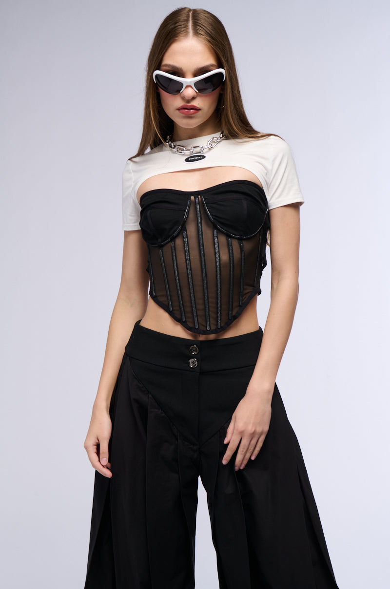BEST OF THE LAST CORSET SET WITH CROP TEE OVERLAY
