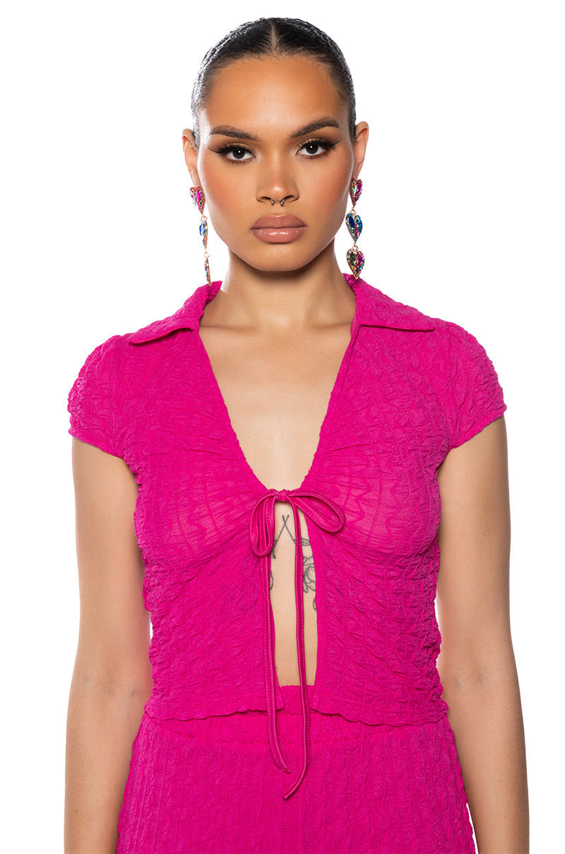 BIANCA TIE FRONT MESH TOP