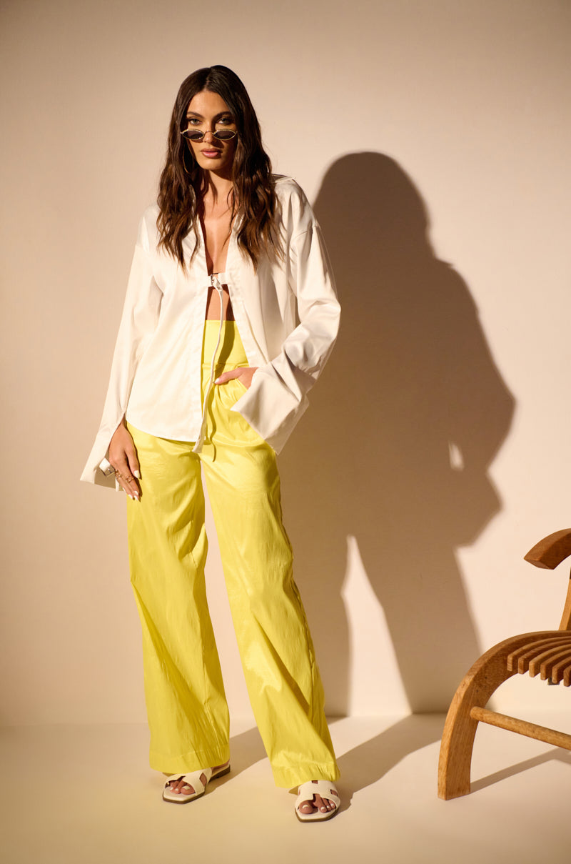 BIG BOOTY HIGH WAIST WIDE LEG TROUSER IN YELLOW
