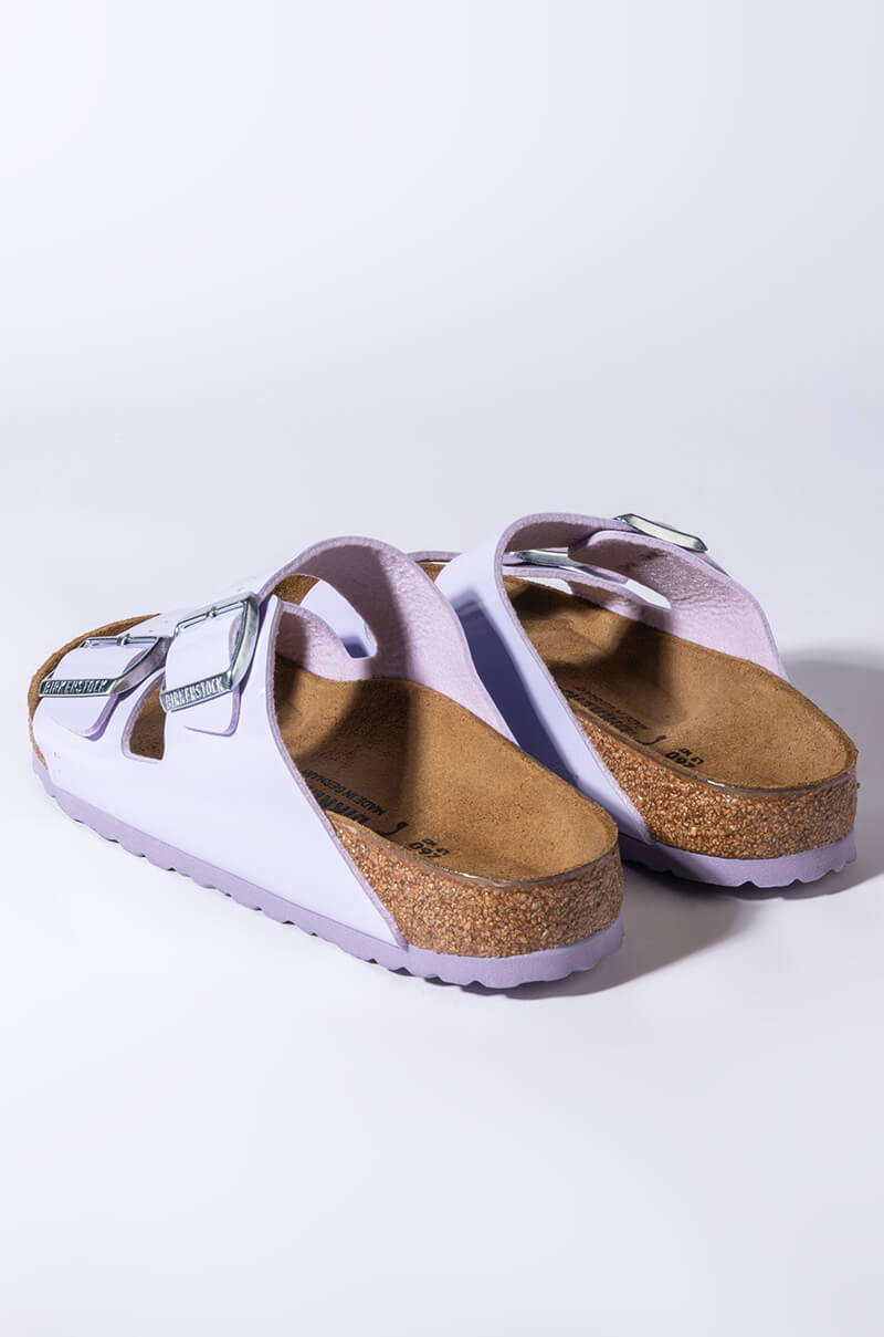 BIRKENSTOCK ARIZONA PATENT PURPLE FOG BIRKO-FLOR SANDAL