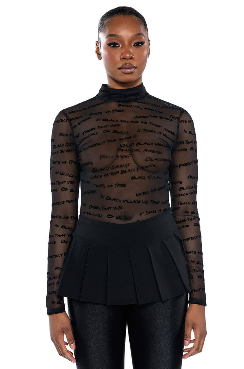 BLACK VILLAGE FOUNDATION LOGO MESH BODYSUIT