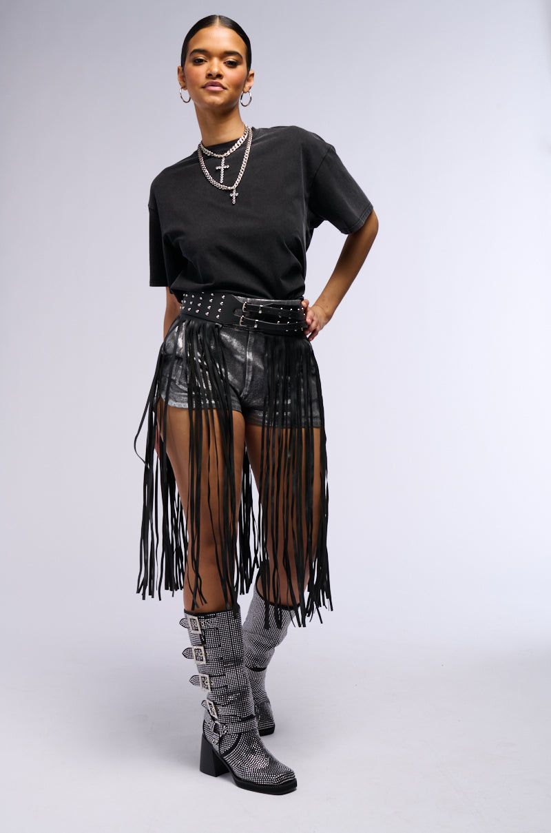 BLANCA METALLIC COATED DENIM SHORT