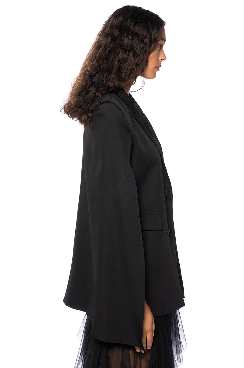 BLAZER CAPE IN BLACK