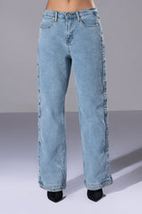 BLESSED MESS SIDE SNAP HIGH RISE JEANS