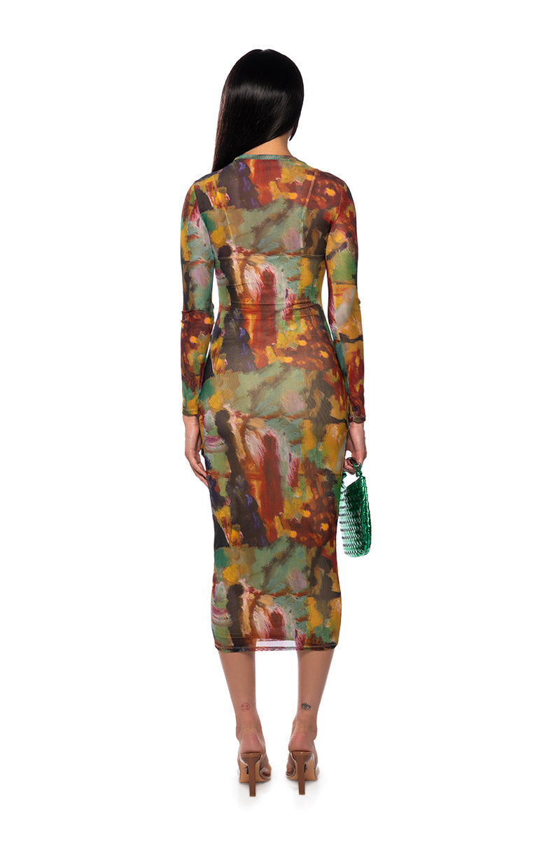 BLOOMING AT MY OWN PACE LONG SLEEVE MIDI DRESS
