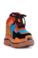 BLUEBERRY LOW COLLAR WEDGE HEEL SNEAKER IN ORANGE