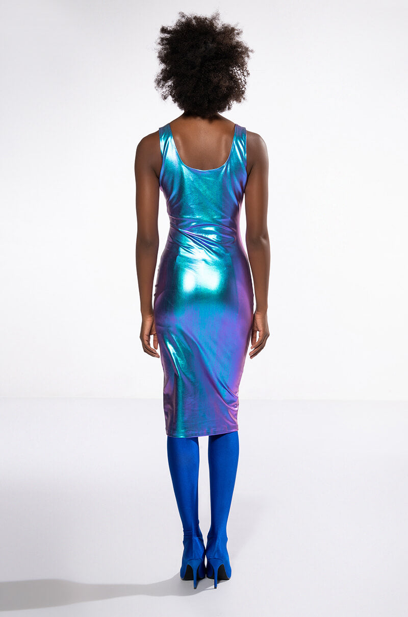 BODYWORK SLEEVELESS METALLIC BODYCON MIDI DRESS