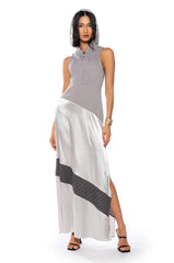 BONDI PATCHWORK HOODED MAXI DRESS
