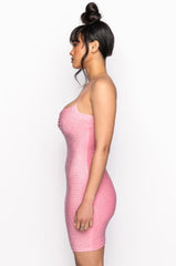 BOTTLE SERVICE METALLIC RHINESTONE MINI DRESS