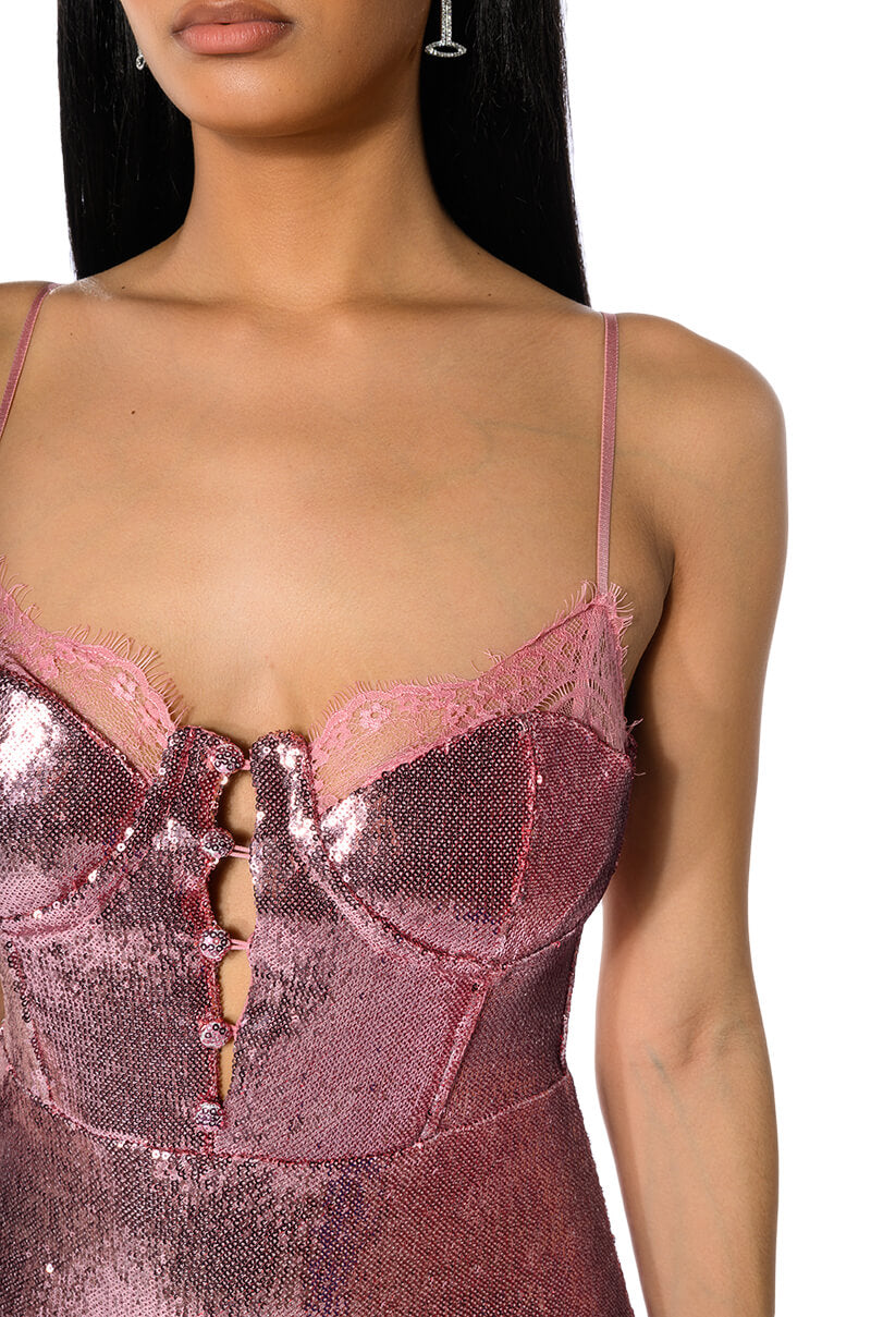BRIELLA SEQUIN SPAGHETTI STRAP MINI DRESS