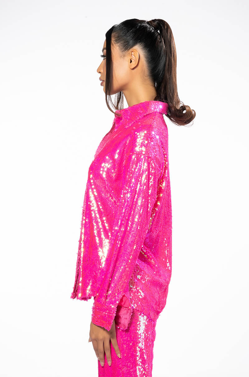 BRIGHT BRIGHT PINK SEQUIN SHIRT
