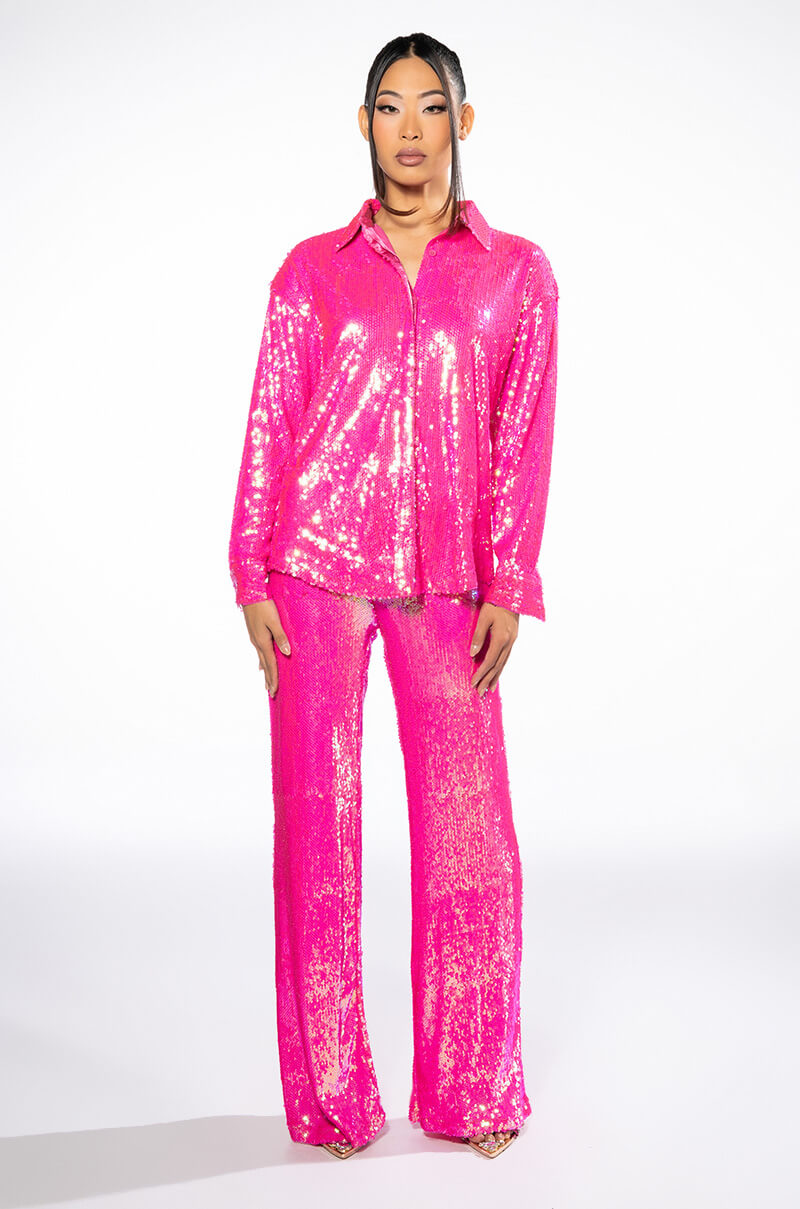 BRIGHT BRIGHT PINK SEQUIN SHIRT