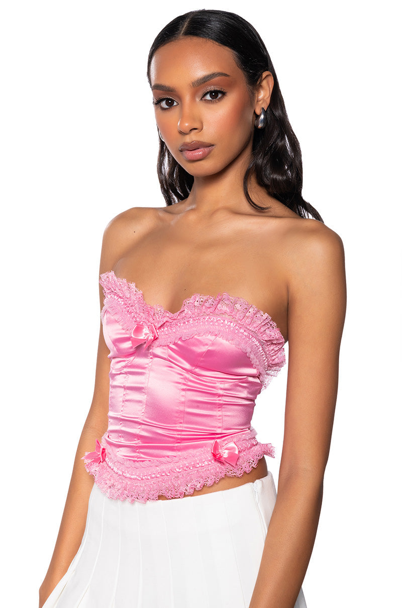 BRING ON THE FLIRT LACE DETAILED CORSET TOP