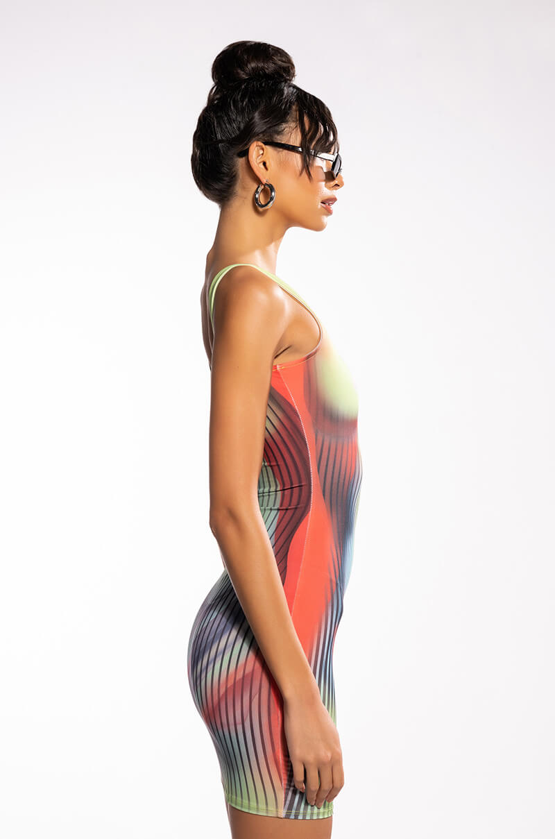 BRING THE HEAT SLEEVELESS SCOOP NECK MINI DRESS