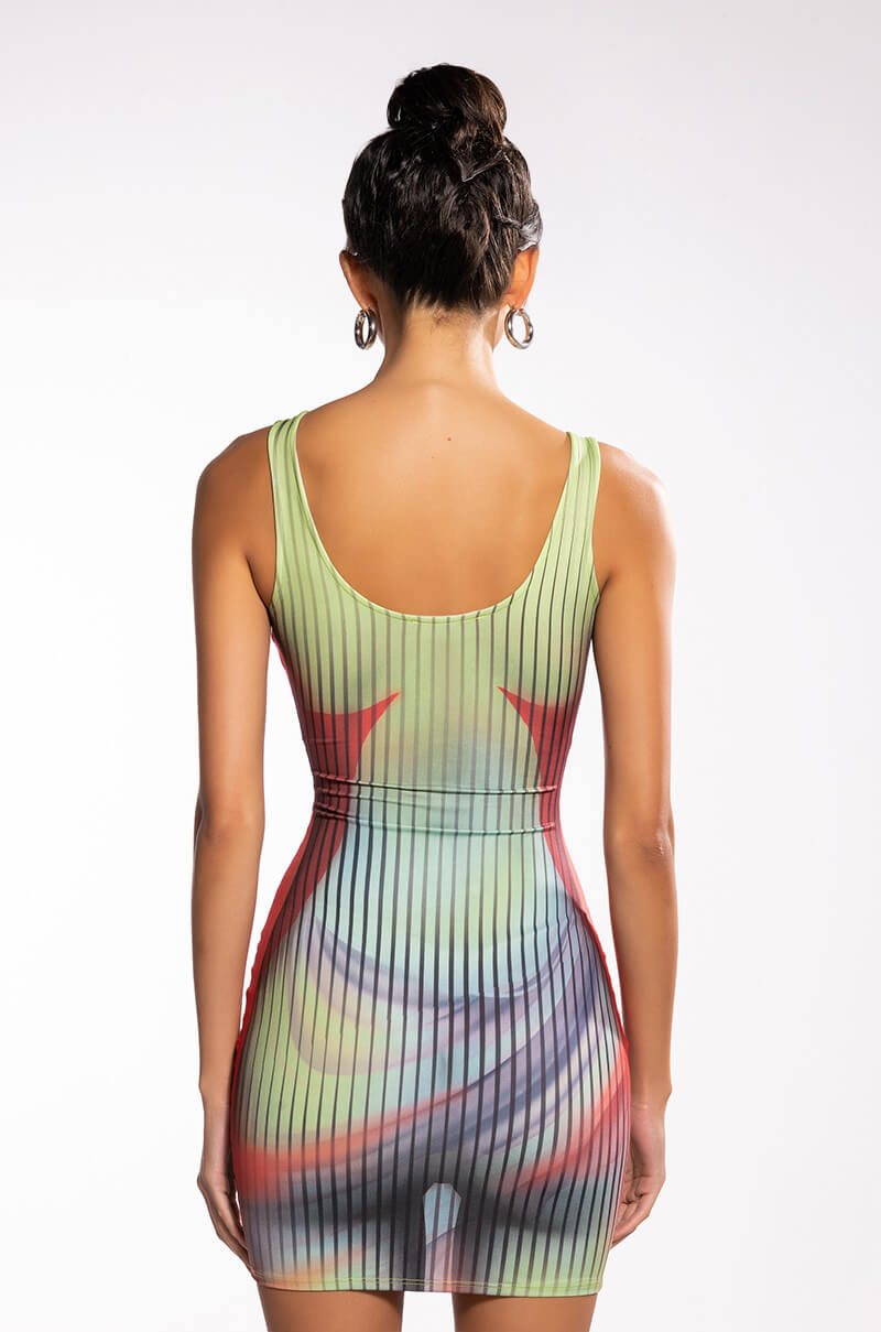 BRING THE HEAT SLEEVELESS SCOOP NECK MINI DRESS