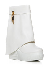 BROOK WHITE PU FOLD OVER BOOTIE