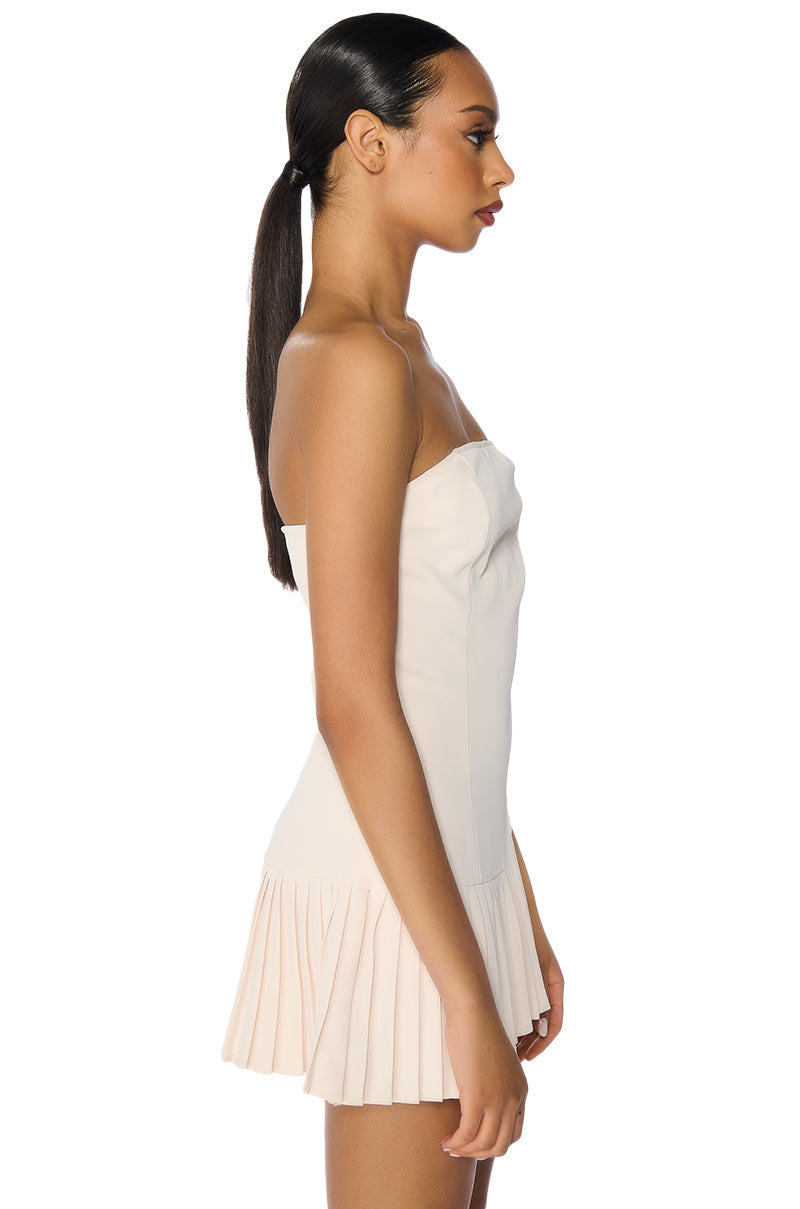 BROOKE PLEATED MINI DRESS