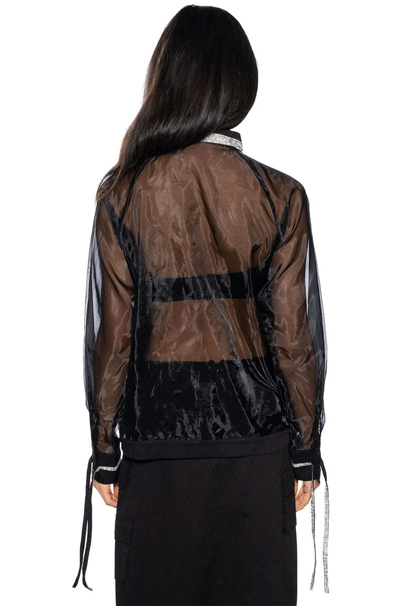 BUSINESS IN THE FRONT SHEER BLOUSE