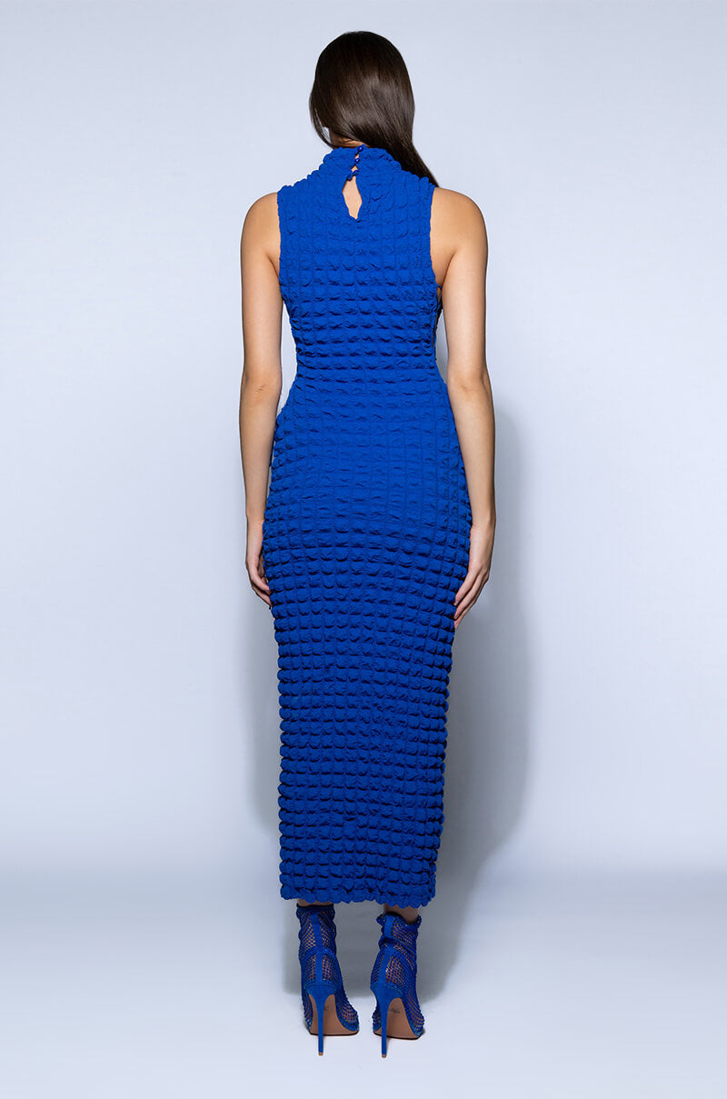 BUSY GAL SLEEVELESS MOCK NECK MIDI DRESS