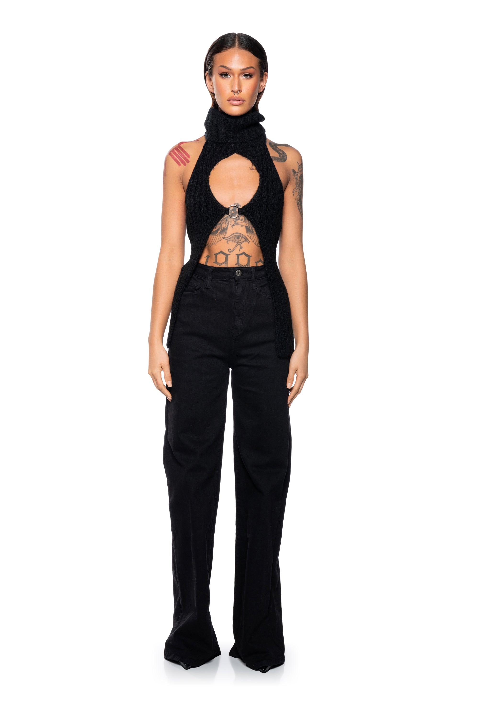 CALI DREAM WIDE LEG BLACK JEANS