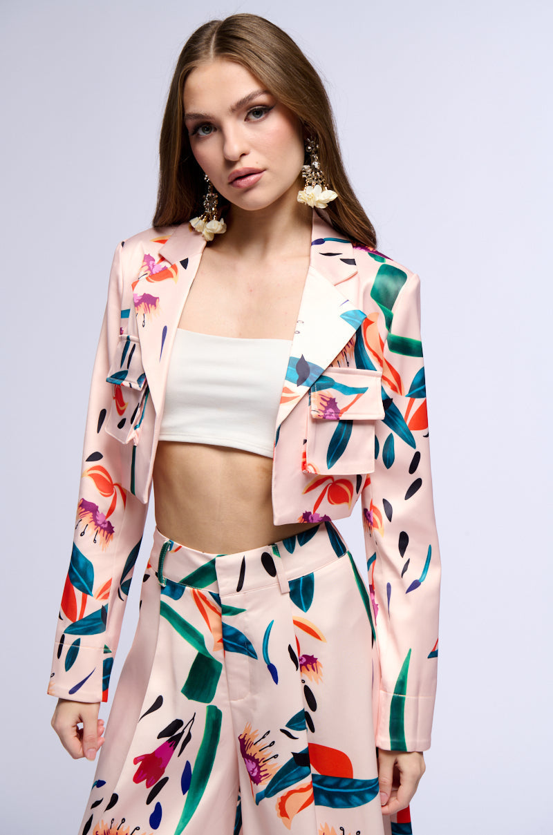 CANDY RAIN SATIN CROP UTILITY BLAZER