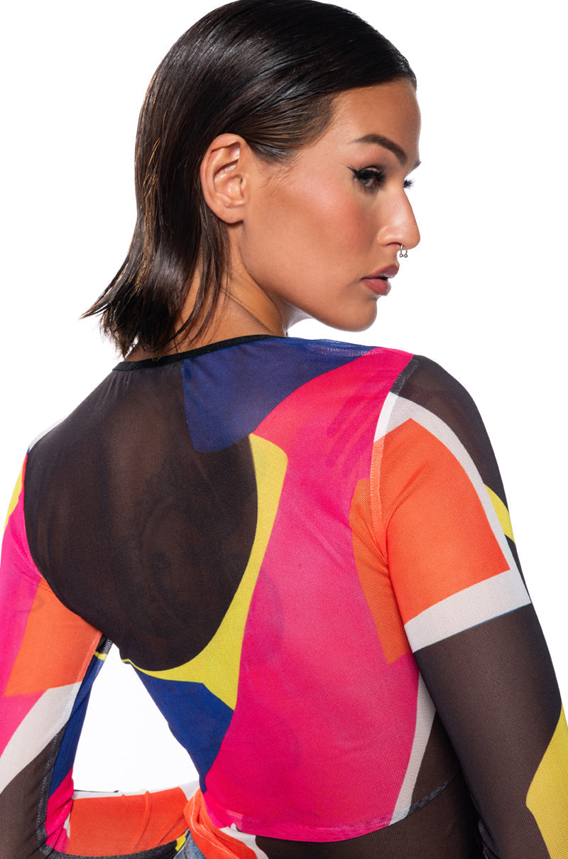 CAREFUL WITH ME LONG SLEEVE MESH TEE