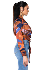 CASABLANCA SATIN PRINTED BLOUSE