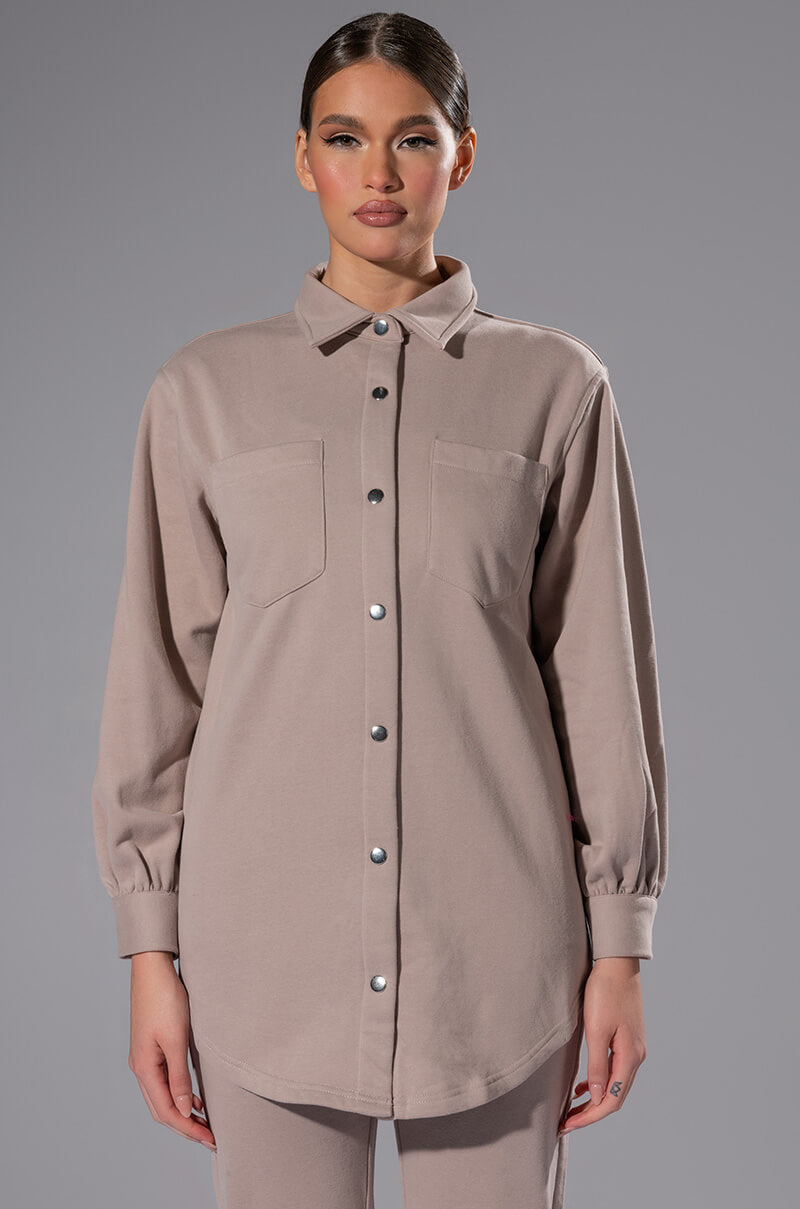 CASUAL CASEY BUTTON DOWN SWEATSHIRT