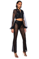 CATCHING EYES SEQUIN EMBELLISHED FLARE PANT